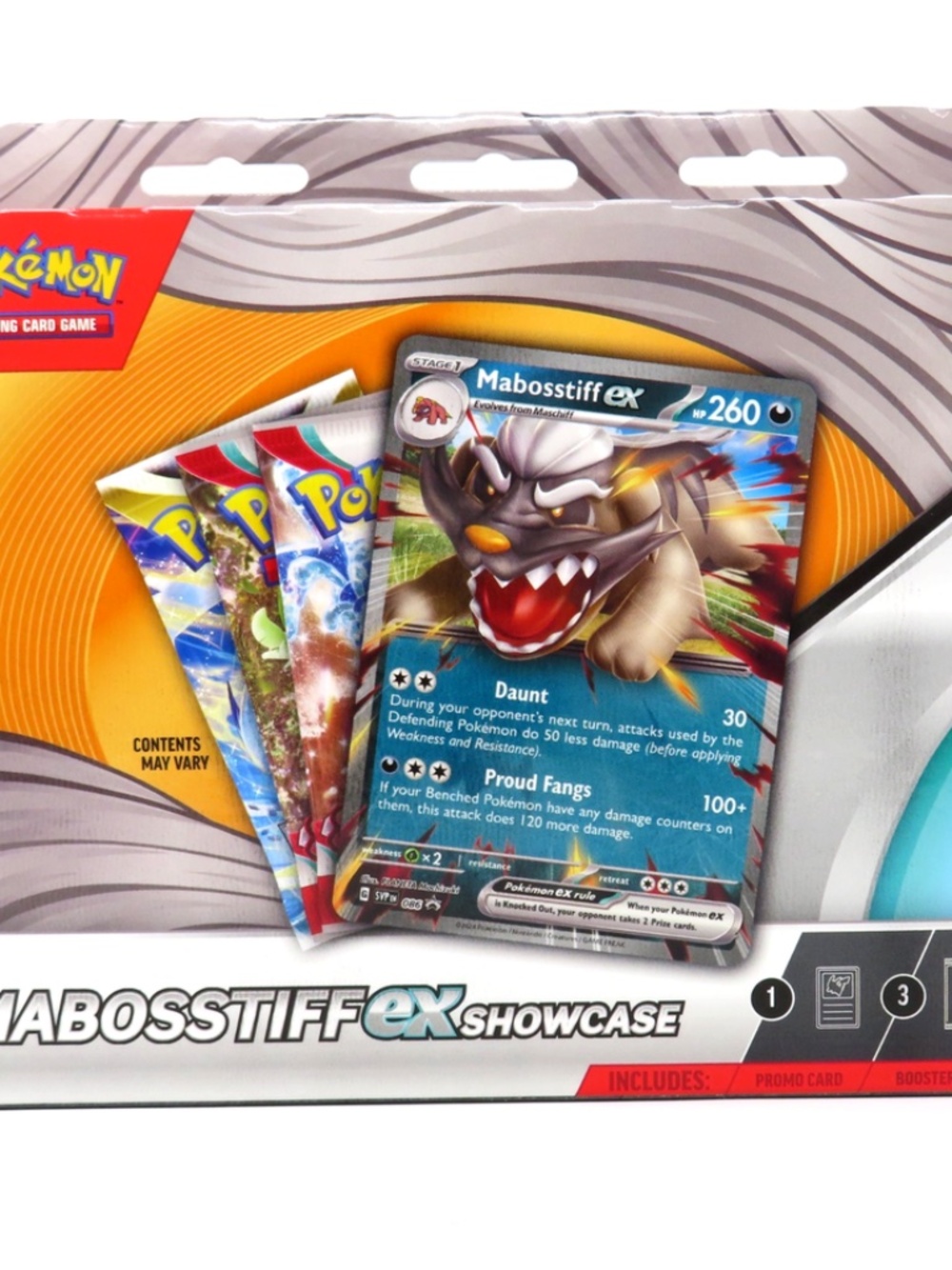 Pokemon Mabosstiff ex Showcase Box Factory Sealed Promo + 3 Booster Packs TCG